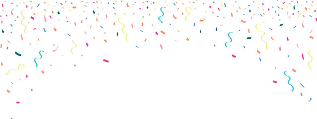 congratulatory background with colored confetti on white background. Vector illustration - obrazy, fototapety, plakaty