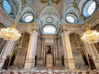 Inside of the royal palace in Madrid, Spain