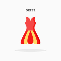 Dress icon flat. Vector illustration on white background. Can used for web, app, digital product, presentation, UI and many more.