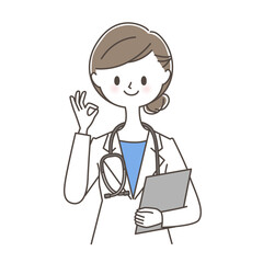 OKサインをだす笑顔の女性医師