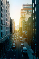 View of the city street in the afternoon Manhattan New York downtown	
