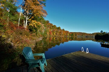 The beautiful landscapes of Muskoka, Ontario, Canada during Fall season, full of colorful autumn colors all over the place