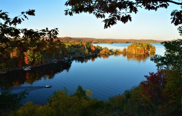 The beautiful landscapes of Muskoka, Ontario, Canada during Fall season, full of colorful autumn colors all over the place
