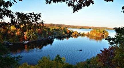 The beautiful landscapes of Muskoka, Ontario, Canada during Fall season, full of colorful autumn colors all over the place