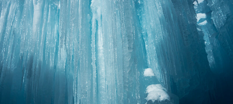 Wintery ice banner. Blue abstract texture banner