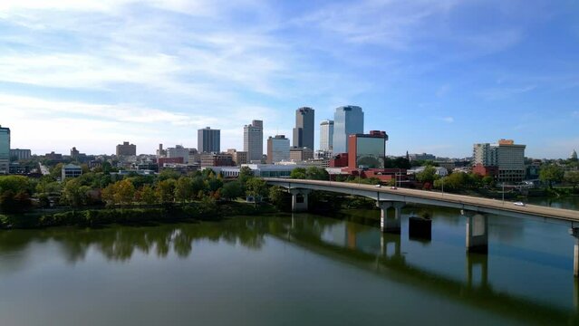 Skyline of Little Rock the capital city of Arkansas - aerial view
