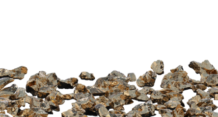 Gold rocks scatter clipping path, gold stones isolated, raw gold