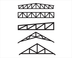 vector design of several types of truss frames, whether it's steel truss frames or wooden truss frames which are usually used to support the roof of a building or to protect the building from above - obrazy, fototapety, plakaty
