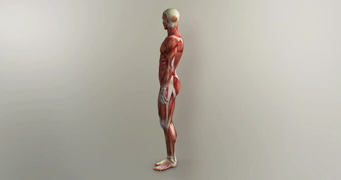 Male muscles 3D Illustration 360 loop