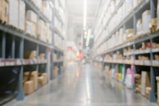 Blurred industrial warehouse or inventory for logistics background.