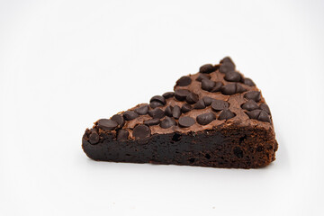 Brownies mix .chocolate chip delicious on white background.