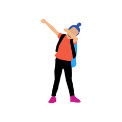 illustration of a happy little boy going to school