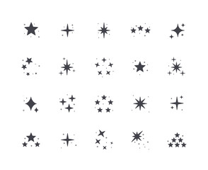 Flash sparkle icons set