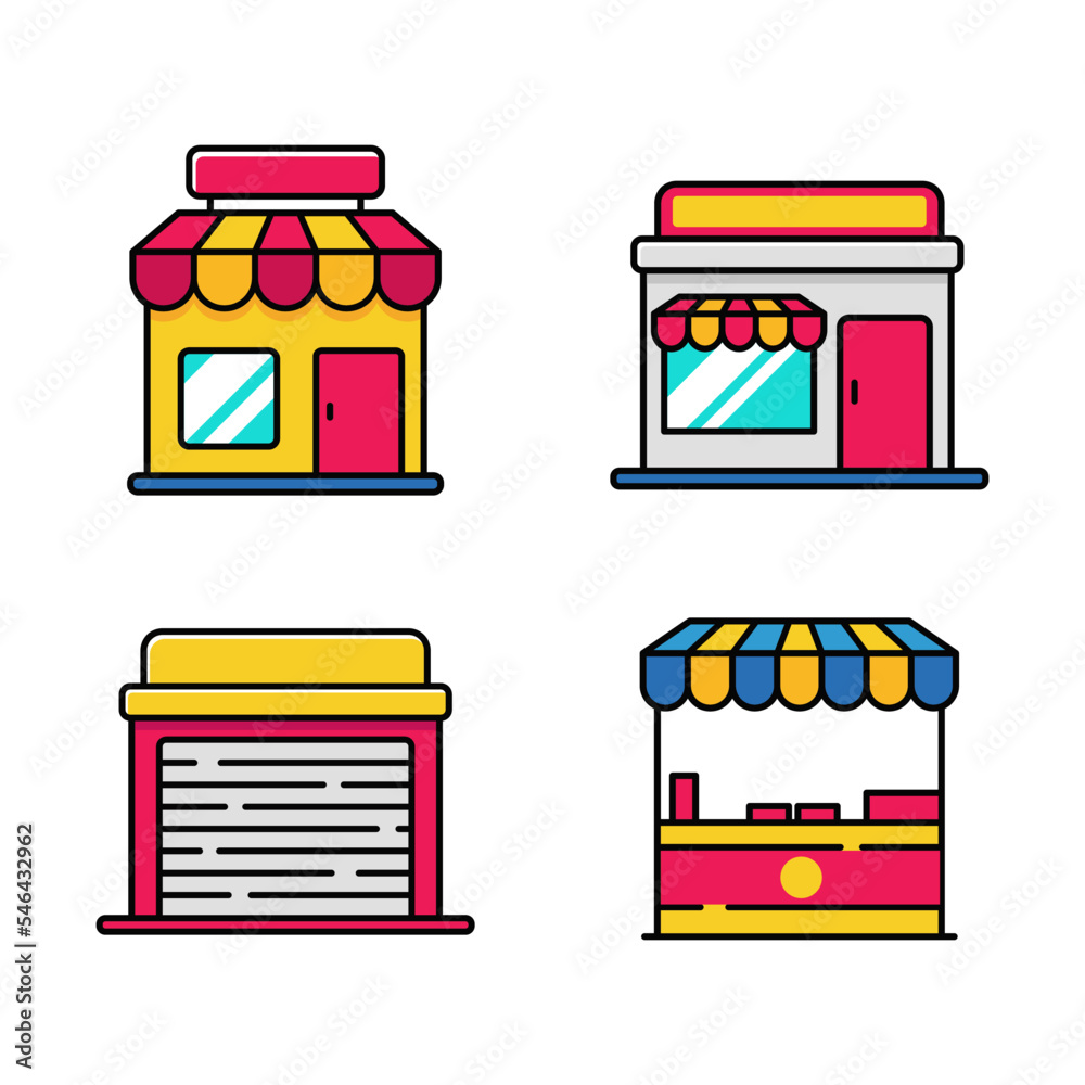 Canvas Prints set of store icons with colorful designs isolated on white background. simple store buildings vector