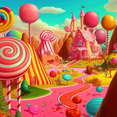 candyland background, delicious, sweet, beautiful