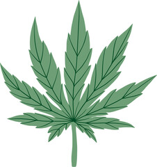 simplicity cannabis leaf freehand drawing.
