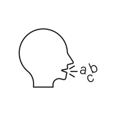 Foto op Plexiglas Articulation therapy icon design. Thin Outline Mouth and Letters Icon. Such Line sign as Articulation, Speech Therapy, Talk or Speak. vector illustration © NUCLEUS