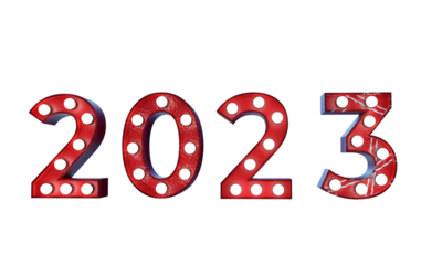 2023 number light bulb lamp text time calendar red orange pink color symbol decoration ornament happy new year xmas start beginning season winter december january celebration festival party event     