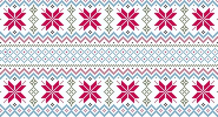 Image of a Nordic pattern Christmas card in pixel art. Background, wallpaper..