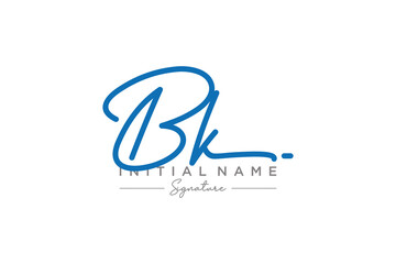 Initial BK signature logo template vector. Hand drawn Calligraphy lettering Vector illustration.