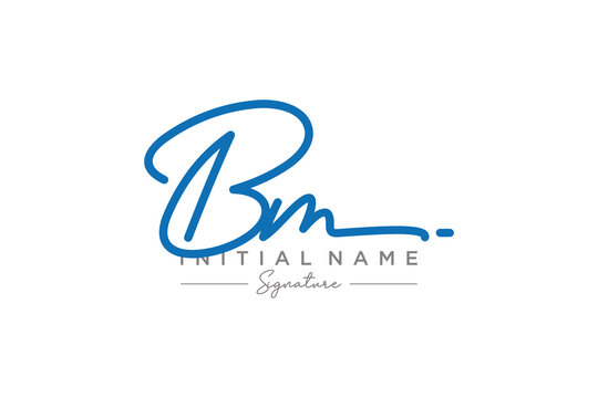 Initial BM signature logo template vector. Hand drawn Calligraphy lettering Vector illustration.