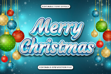 Merry Christmas Editable Text Effect 3D Emboss Style Design