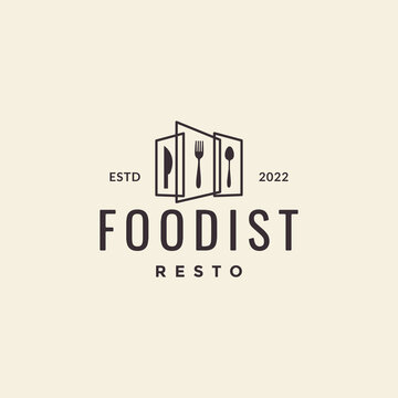 Knife Spoon Fork Restaurant Door Hipster Logo Design