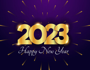 2023 A Happy New Year congrats. Stained Luxury Art Logotype Concept. Yellow backdrop. Abstract Isolated Graphic Design Template. 
Premium Minimalist Background For Banner Card Design.