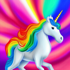 Colorful Cartoon Illustration of a Unicorn