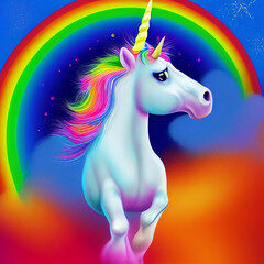 Obraz na płótnie Canvas Colorful Cartoon Illustration of a Unicorn