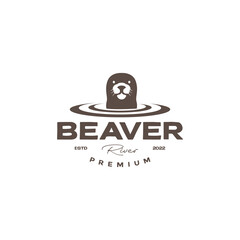 head beaver with water logo design - obrazy, fototapety, plakaty