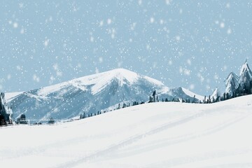 Winter Snow Mountain Snowing Background