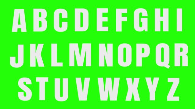 Animated alphabet letters from A to Z on green background. 
