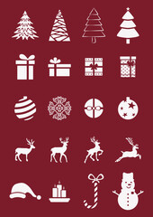 christmas icon flat element with seamless element vector background