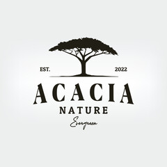 acacia tree vintage logo vector minimalist illustration design, acacias nature plant logo design