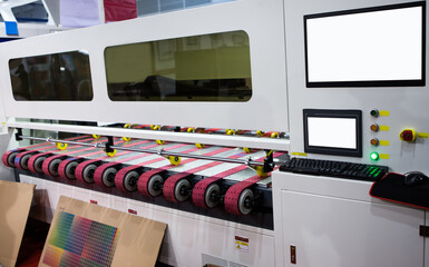 Corrugated and packaging digital printing machine. Printing industry.