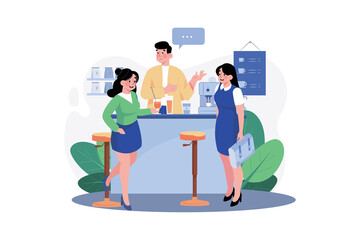 Meet Friends Co-Workers Illustration concept on white background