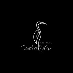 bird ibis water line minimalist modern logo design vector