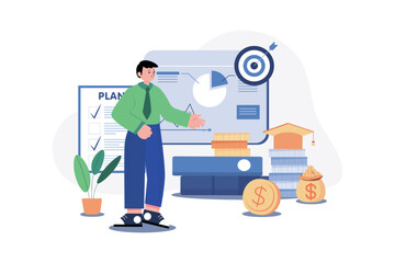 Business Education Illustration concept on white background