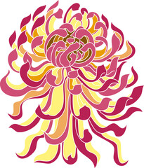 Japanese flower vector for coloring book isolate on white background.