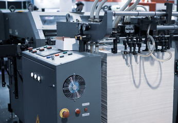 UV printing Die punching and creasing machine. Printing industry	