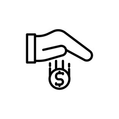 illustration vector icon earning, coin, gold, hand, transaction, money