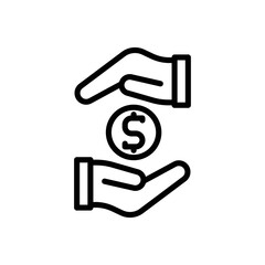 illustration vector icon earning, coin, gold, hand, transaction, money