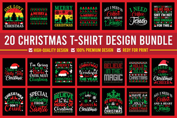Christmas typography t-shirt design bundle
