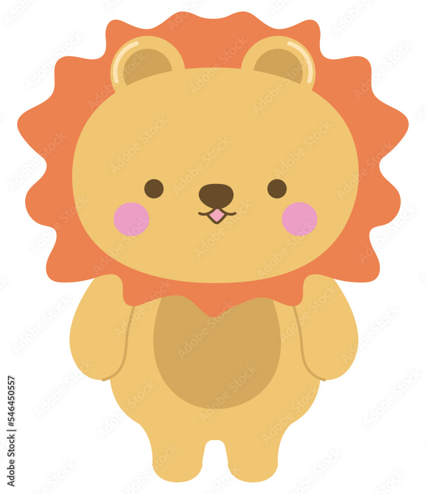 Poster lion kawaii animal