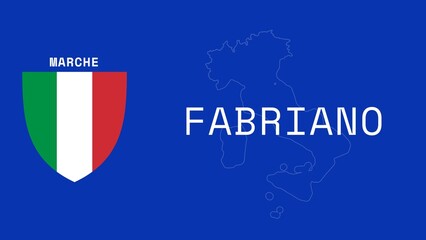 Fabriano: Illustration mit dem Ortsnamen der italienischen Stadt Fabriano in der Region Marche - obrazy, fototapety, plakaty