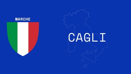Cagli: Illustration mit dem Ortsnamen der italienischen Stadt Cagli in der Region Marche
