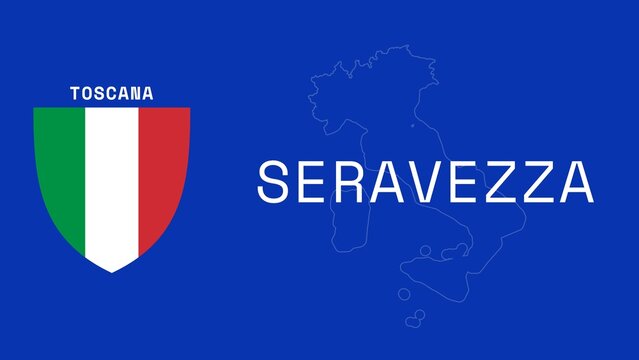 Seravezza: Illustration mit dem Ortsnamen der italienischen Stadt Seravezza in der Region Toscana