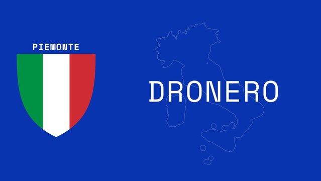 Dronero: Illustration mit dem Ortsnamen der italienischen Stadt Dronero in der Region Piemonte