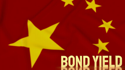 The gold bond yields on china flag background for business concept 3d rendering